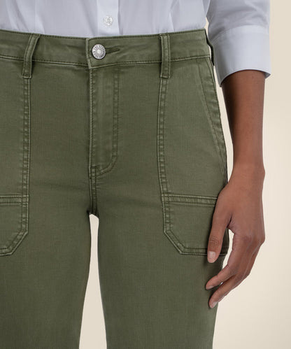 Elizabeth High Rise Crop Straight Leg Pant in olive by KUT Denim