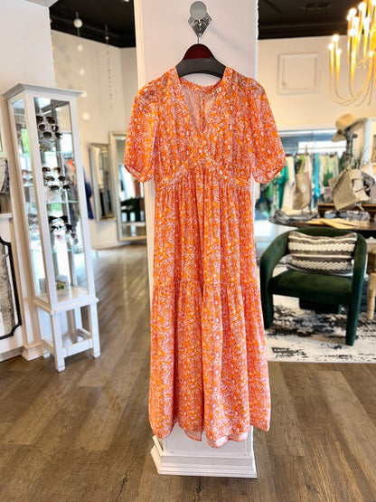 Printed Maxi Dress in orange by See U Soon