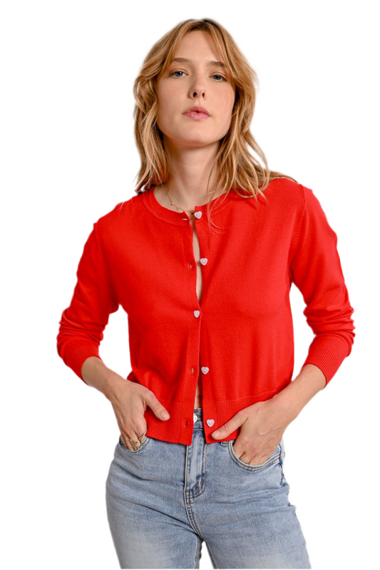 Button Up Cardigan in red by Molly Bracken