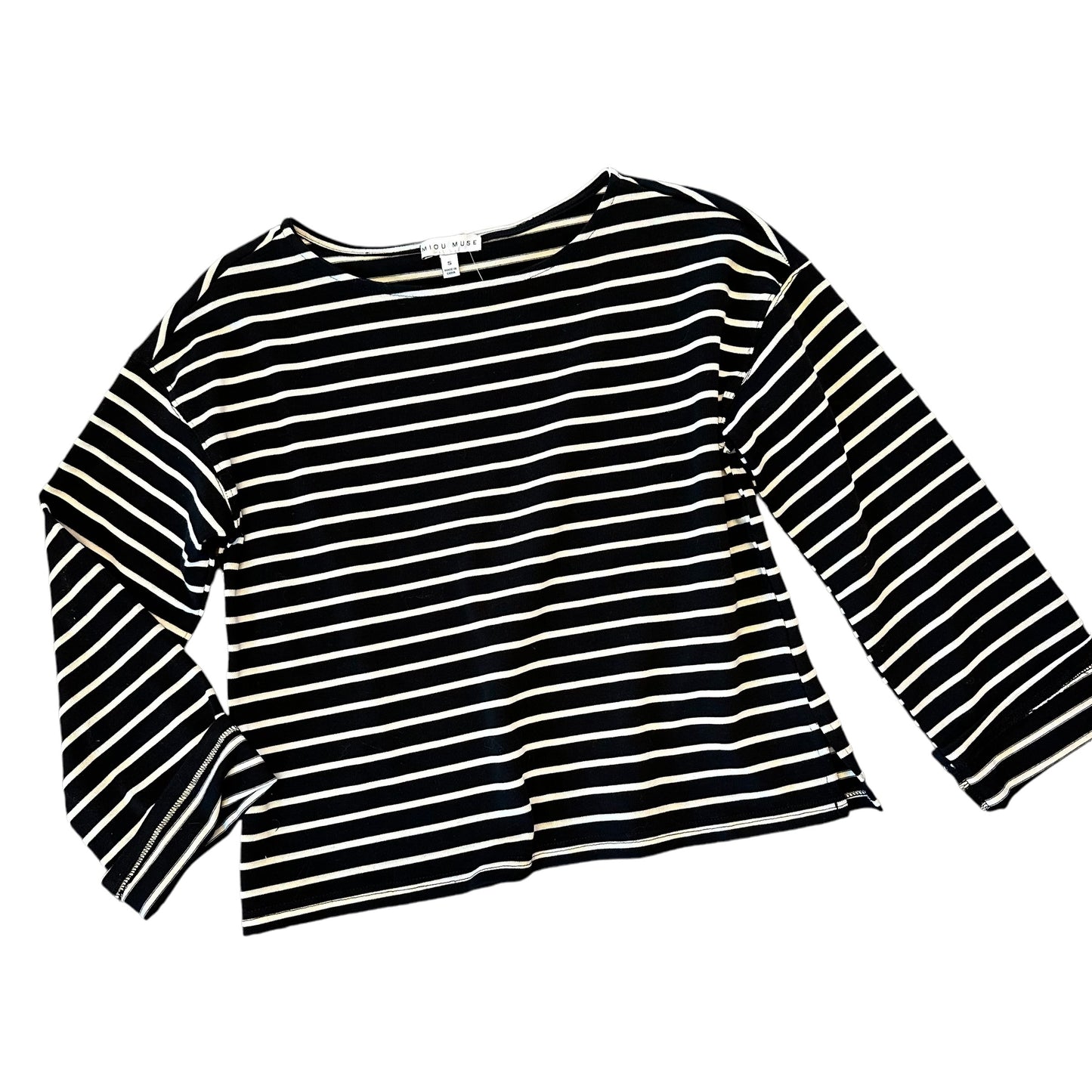 Striped Long Sleeve Top in black/white by Miou Muse