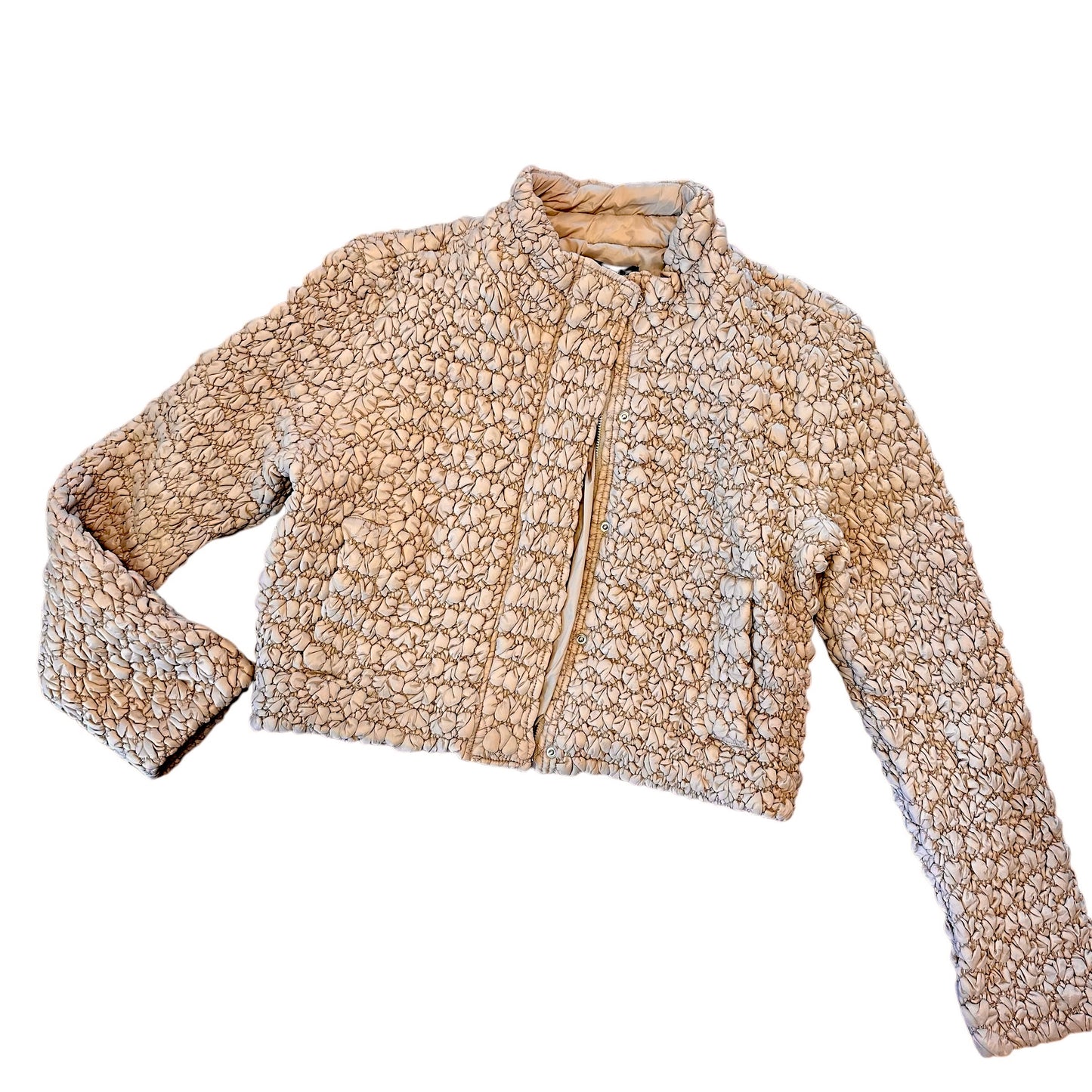 Long Sleeve Quilted Puffer Jacket in taupe by Current Air