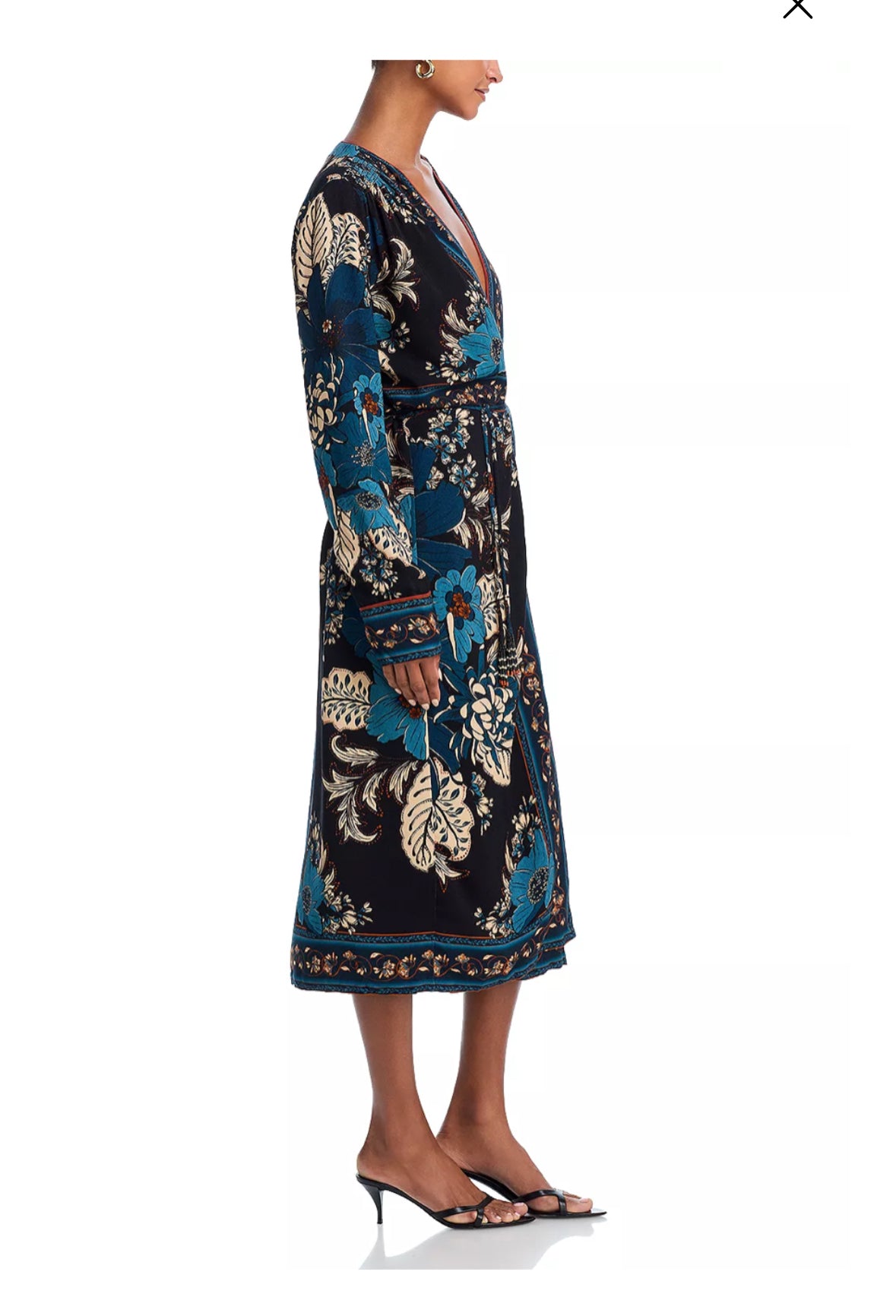 Blossom Tapestry Midi Wrap Dress in black by Farm Rio