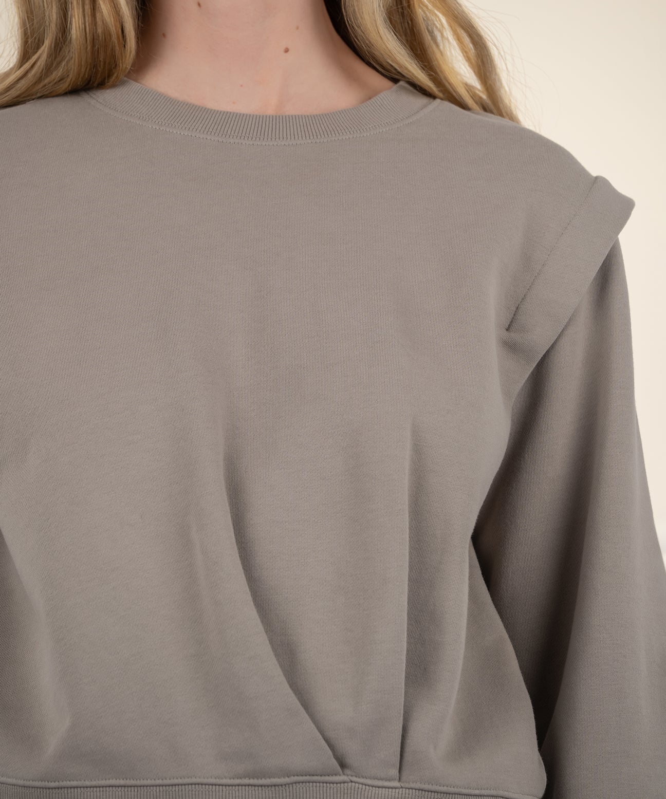 Felicity Pleated Pullover Sweatshirt in mushroom by KUT