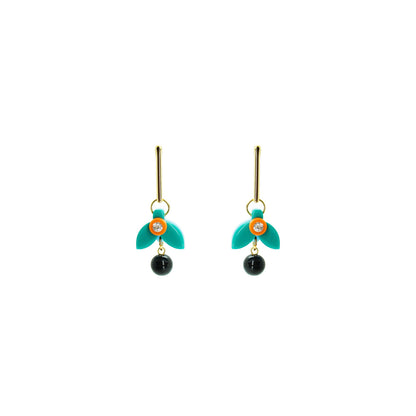 Simple Acrylic Petunia Earrings in orange & turquoise by Gissa Bicalho