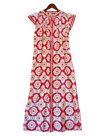 Kate Printed Dress in trellis pink by Elizabeth James