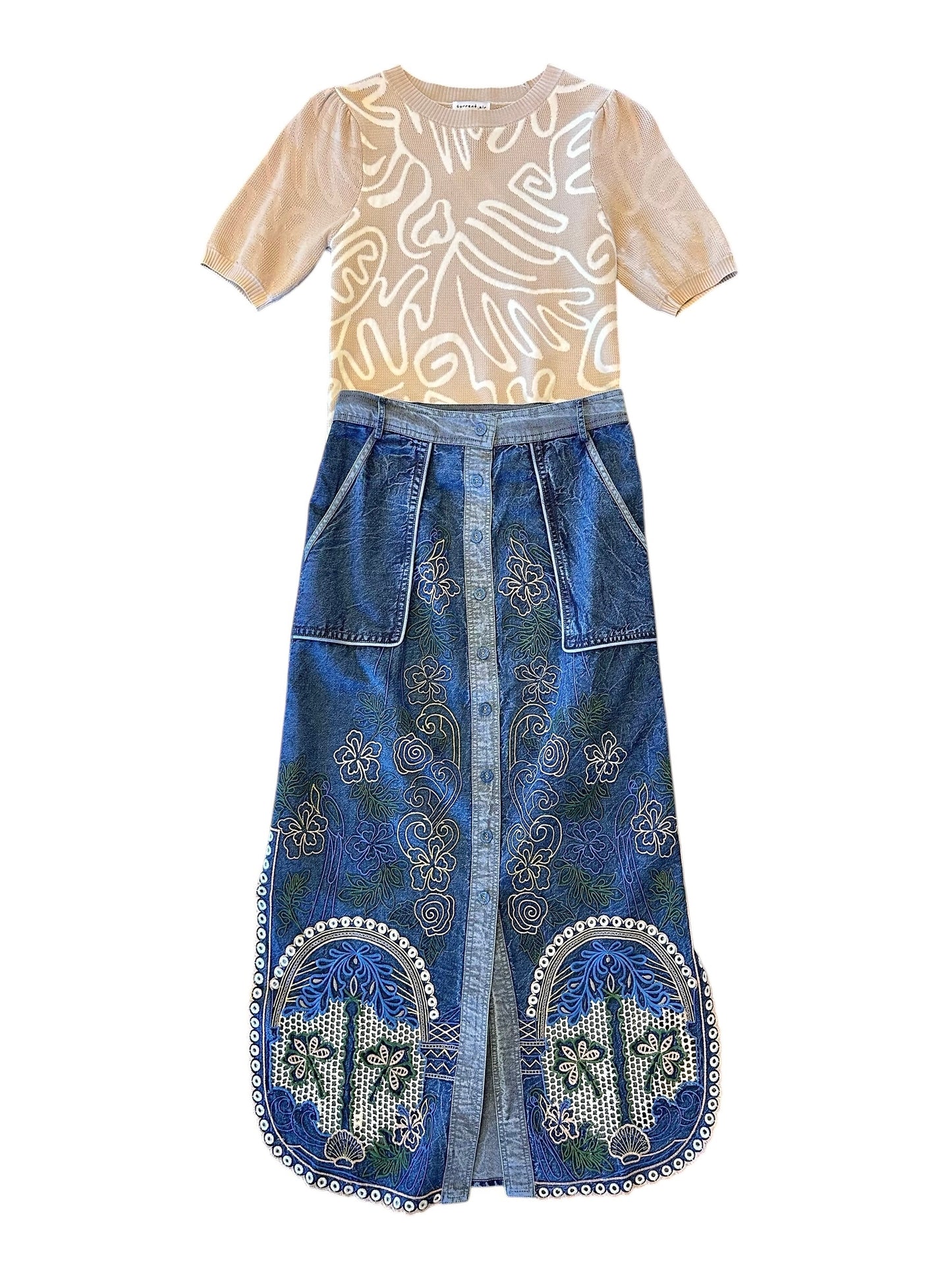 Maliyah Chambray Skirt in blue by Conditions Apply