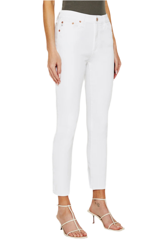 Mari High Rise Slim Straight Crop in aesthetic white by AG