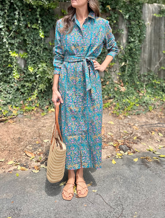 Russell Shirt Dress in lotus teal by Fitzroy & Willa