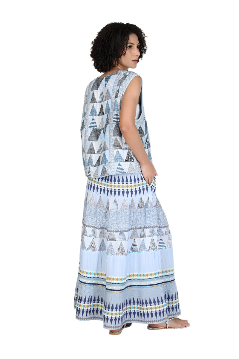 Camillo Printed Skirt in blue multi by Conditions Apply