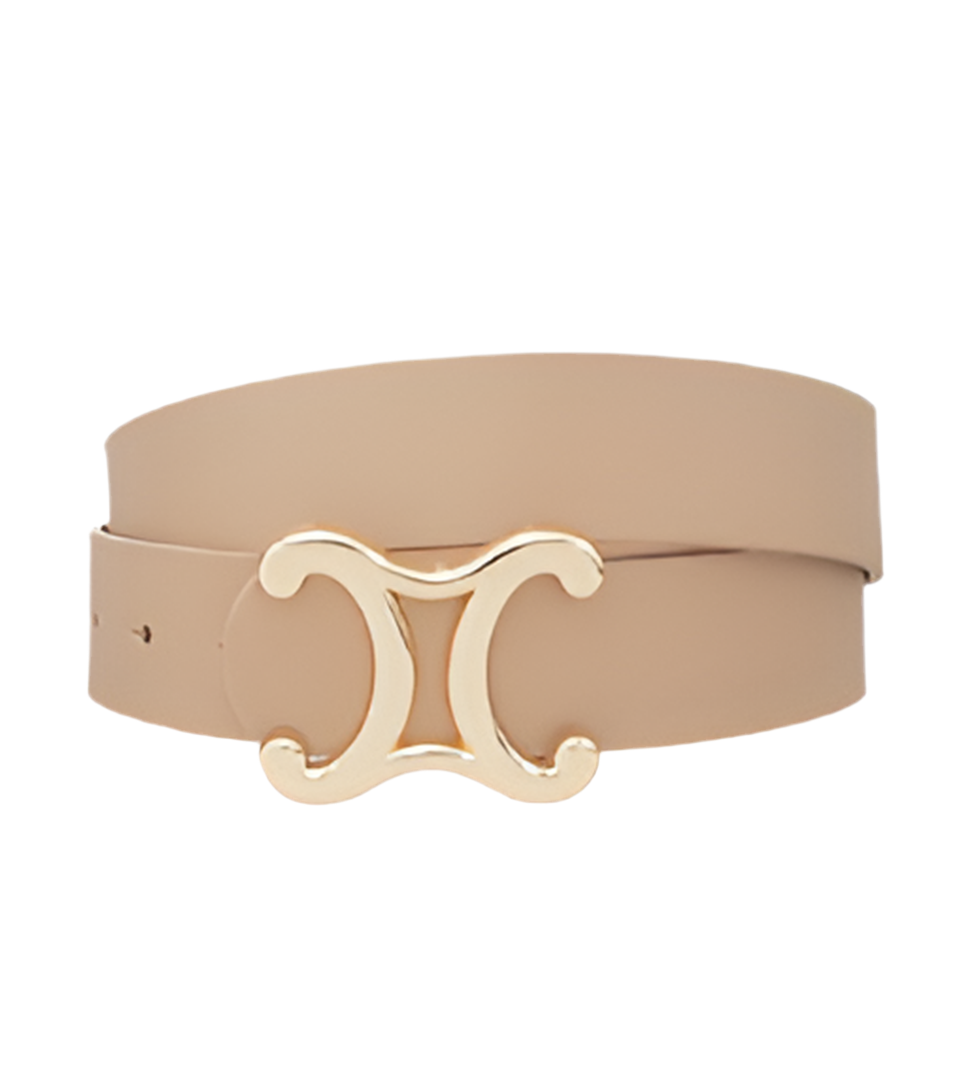 Mirrored C Buckle Belt in taupe