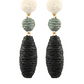 Raffia Ball & Oval Ombre Earrings in black