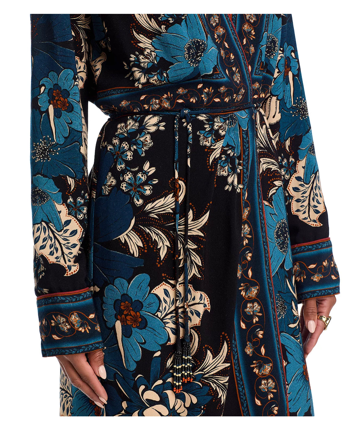 Blossom Tapestry Midi Wrap Dress in black by Farm Rio