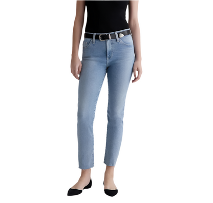 Mari High Rise Slim Straight Crop in 24 years looking glass by AG