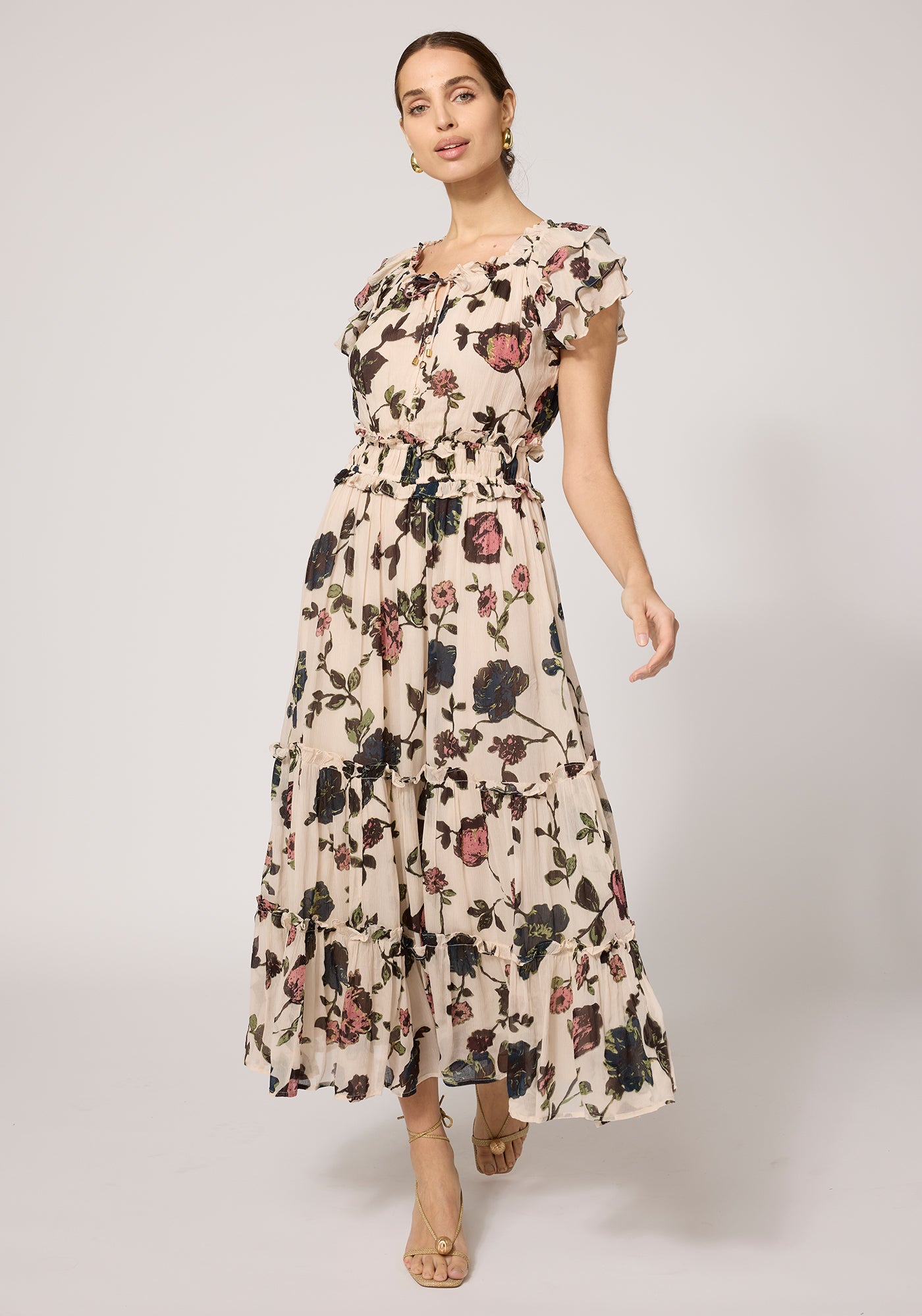 Delaney Midi Dress in jardin print by Cleobella