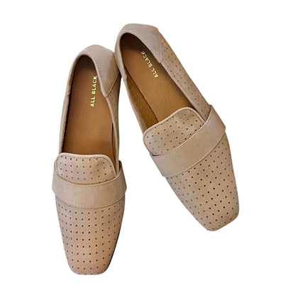 Perforated Loafer in Taupe by All Black