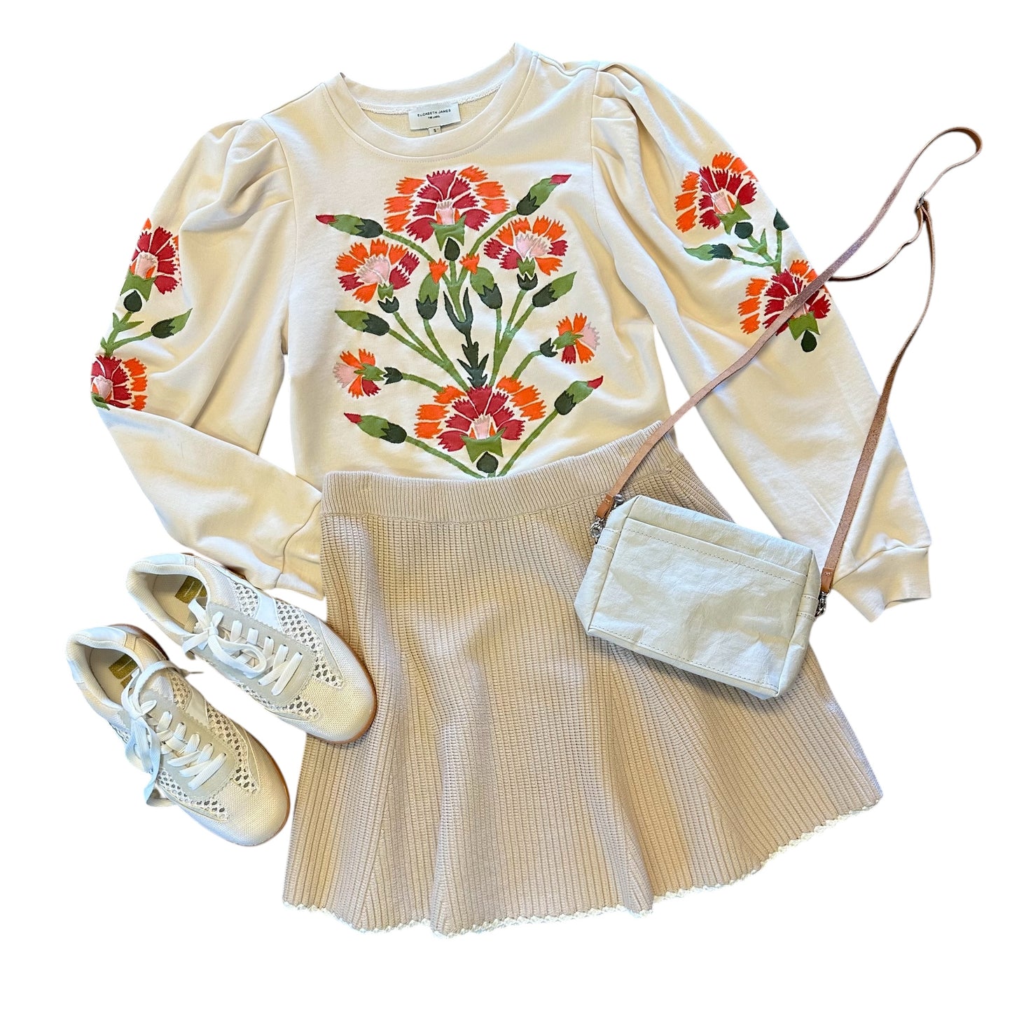 Jasmine Sweatshirt Top in indian flower ivory by Elizabeth James