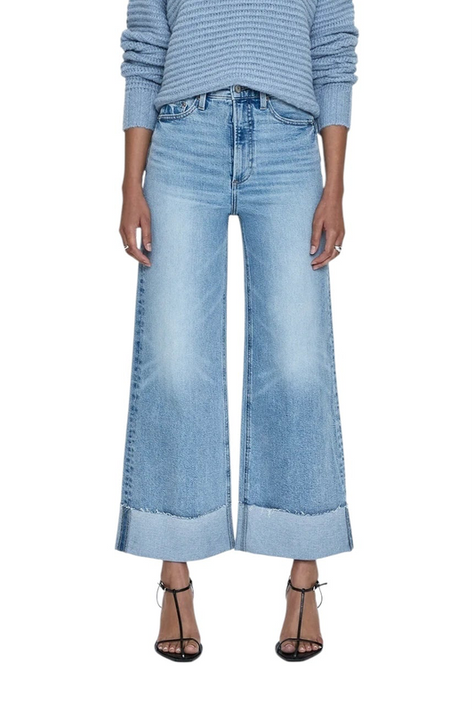 Lana Crop Cuffed Ultra Wide Leg Crop Jean in snowcat by Pistola