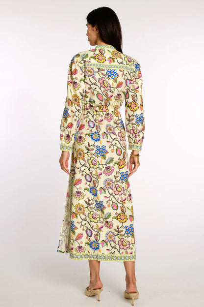 Lucia Printed Maxi Dress in spring flower ivory by Elizabeth James