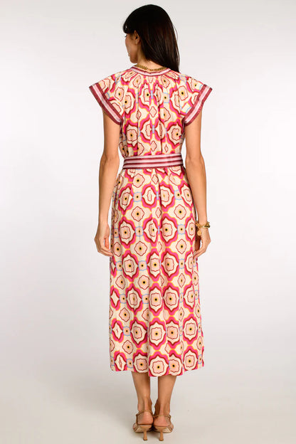 Kate Printed Dress in trellis pink by Elizabeth James