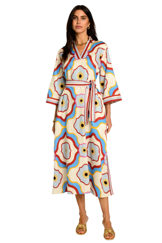 Talia Printed Dress in trellis multi by Elizabeth James