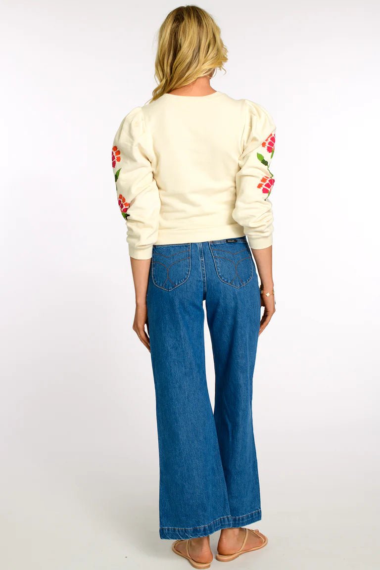 Jasmine Sweatshirt Top in indian flower ivory by Elizabeth James