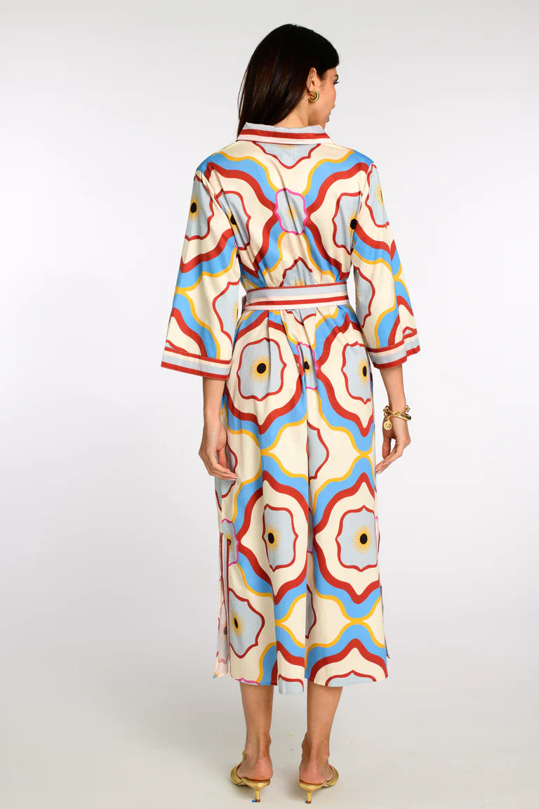 Talia Printed Dress in trellis multi by Elizabeth James