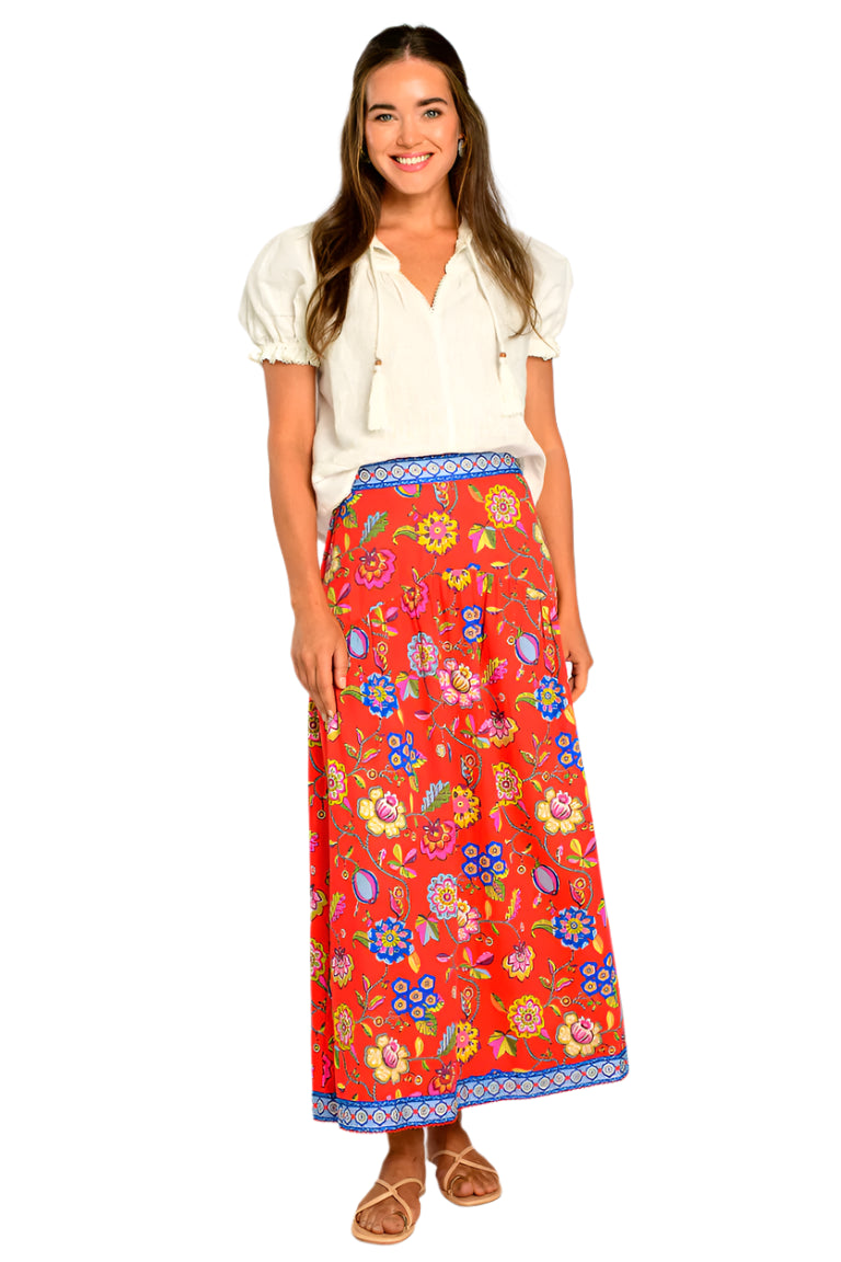 Phoebe Printed Skirt in spring flower poppy by Elizabeth James