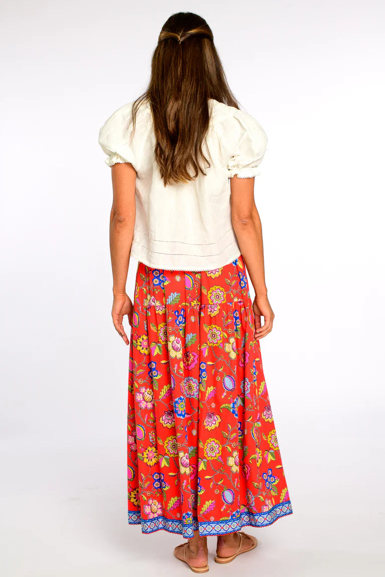 Phoebe Printed Skirt in spring flower poppy by Elizabeth James