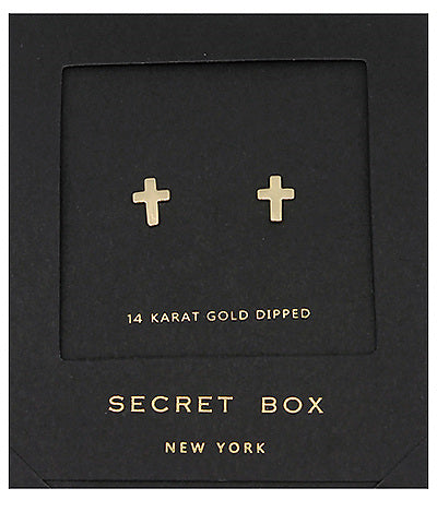 Mini Cross Studs in gold by Secretbox