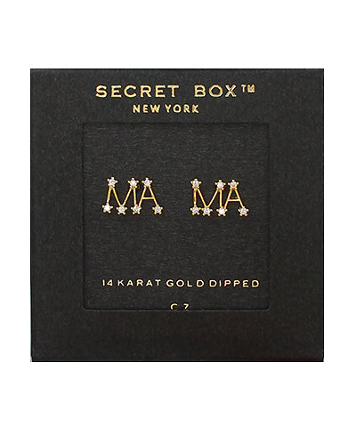 MA MA CZ Stud Earrings in gold by Secretbox