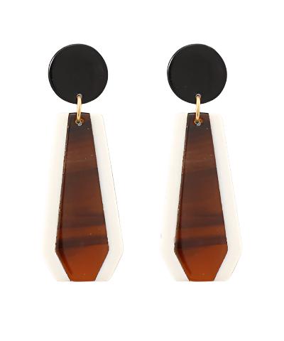 Two-tone Geometric Acrylic Earrings in brown/white