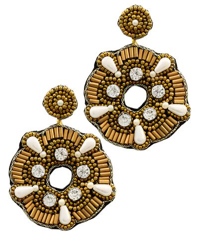 Flower Shape Earrings in camel