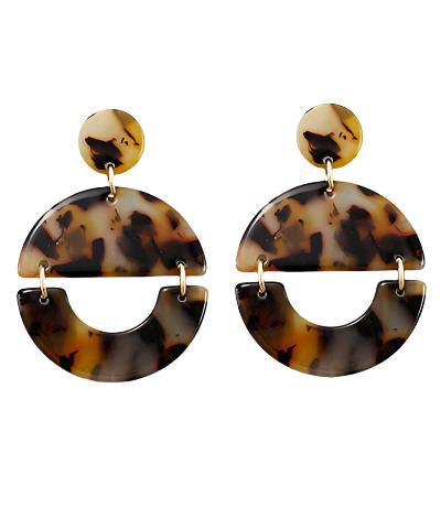 Half Moon & Curve Line Earrings in tortoise