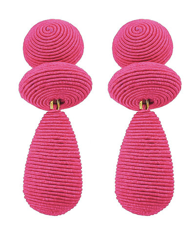 Thread Drop Earrings in hot pink