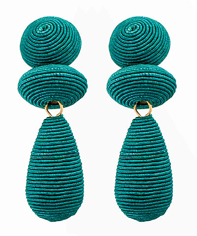 Thread Drop Earrings in teal