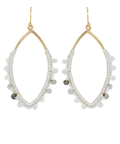 Trimmed Crystal Marquise Earrings in white