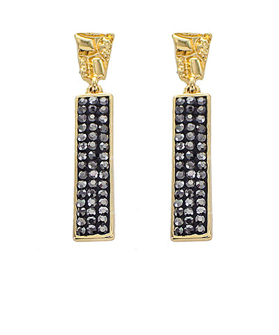 Paved Stone Bar Drop Earrings in hematite