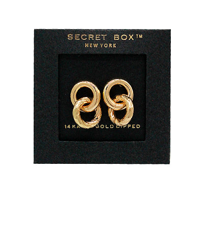 Linked Ring Stud Earrings in gold by Secretbox