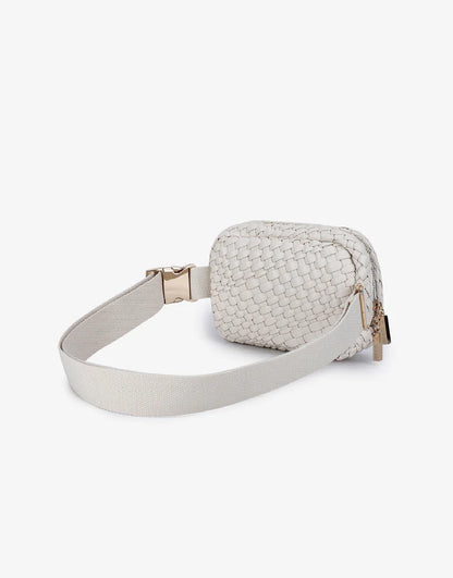 Everleigh Woven Belt Bag in off white by Remi/Reid