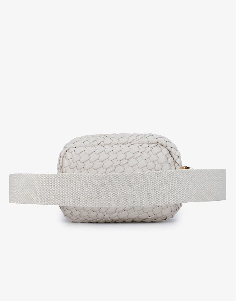 Everleigh Woven Belt Bag in off white by Remi/Reid