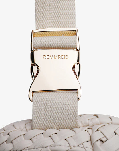 Everleigh Woven Belt Bag in off white by Remi/Reid