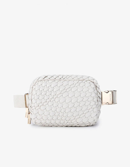 Everleigh Woven Belt Bag in off white by Remi/Reid