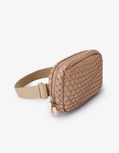 Everleigh Woven Belt Bag in taupe by Remi/Reid