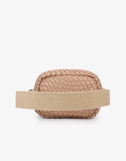 Everleigh Woven Belt Bag in taupe by Remi/Reid