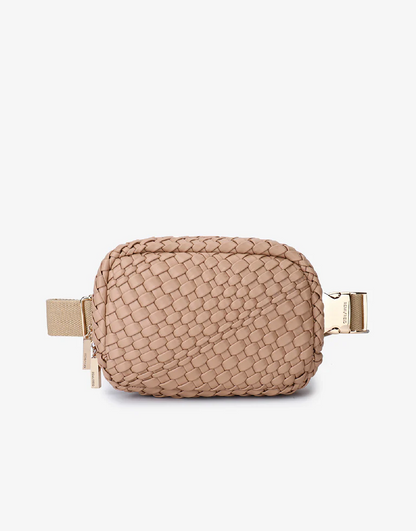 Everleigh Woven Belt Bag in taupe by Remi/Reid