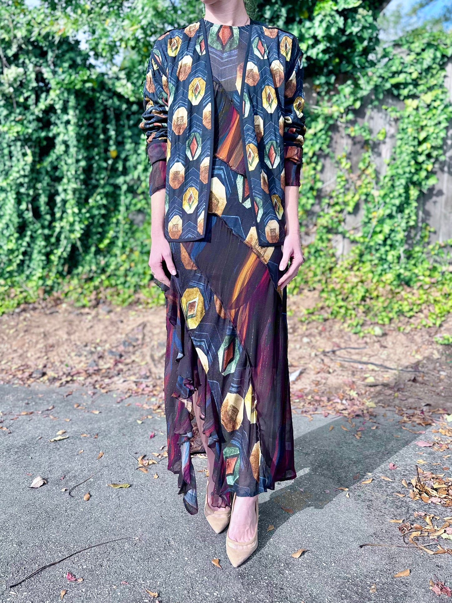 Yomawu Printed Maxi Dress in black by Conditions Apply