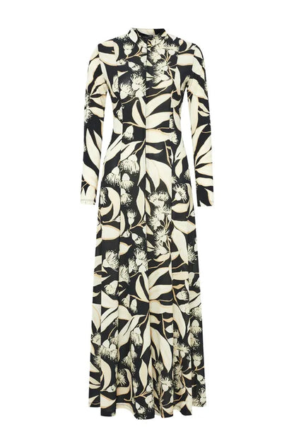 Abra Printed Maxi Dress in black/white by Exquise