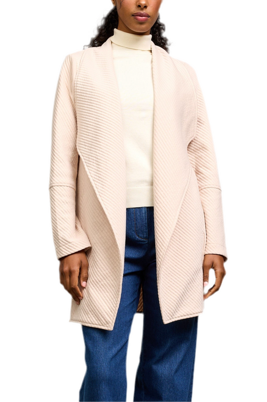 Open Front Quilted Jacket in beige by Skies are Blue