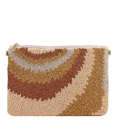 Geometric Pattern Clutch in brown