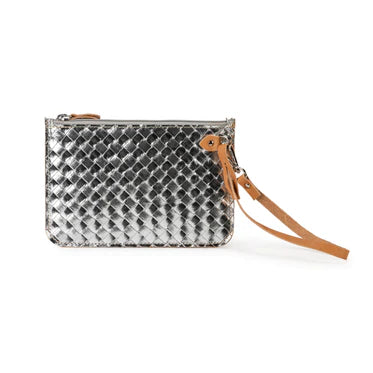 Gimi Large Woven Wristlet Purse in silver by Uashmama